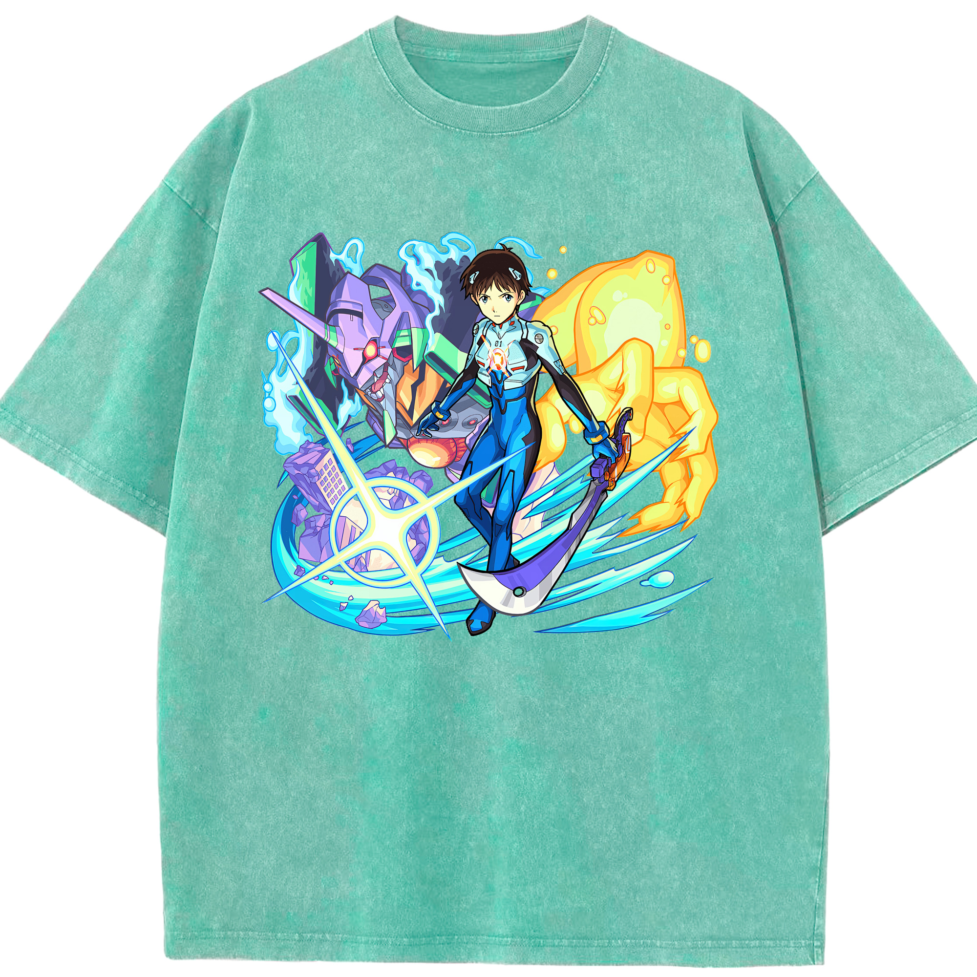 （画像用） EVA 新世紀エヴァンゲリオン 綿100% ヴィンテージ風 半袖Tシャツ（フロントプリント）